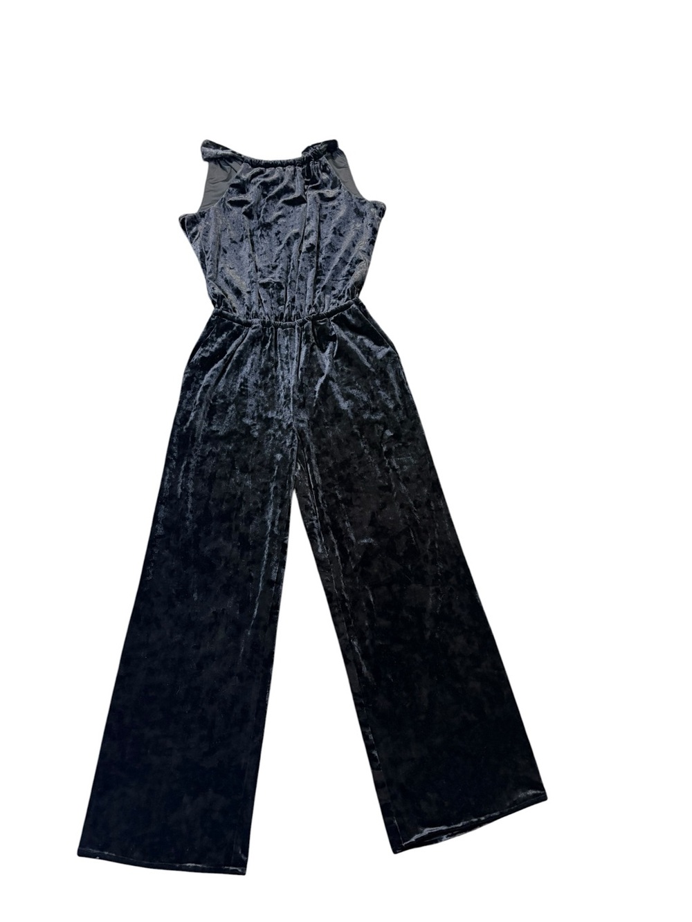 Trina Turk Black Velvet Party Halter Wide-Leg Jumpsuit SzS NWT FLAWED NO BELT - Picture 4 of 12
